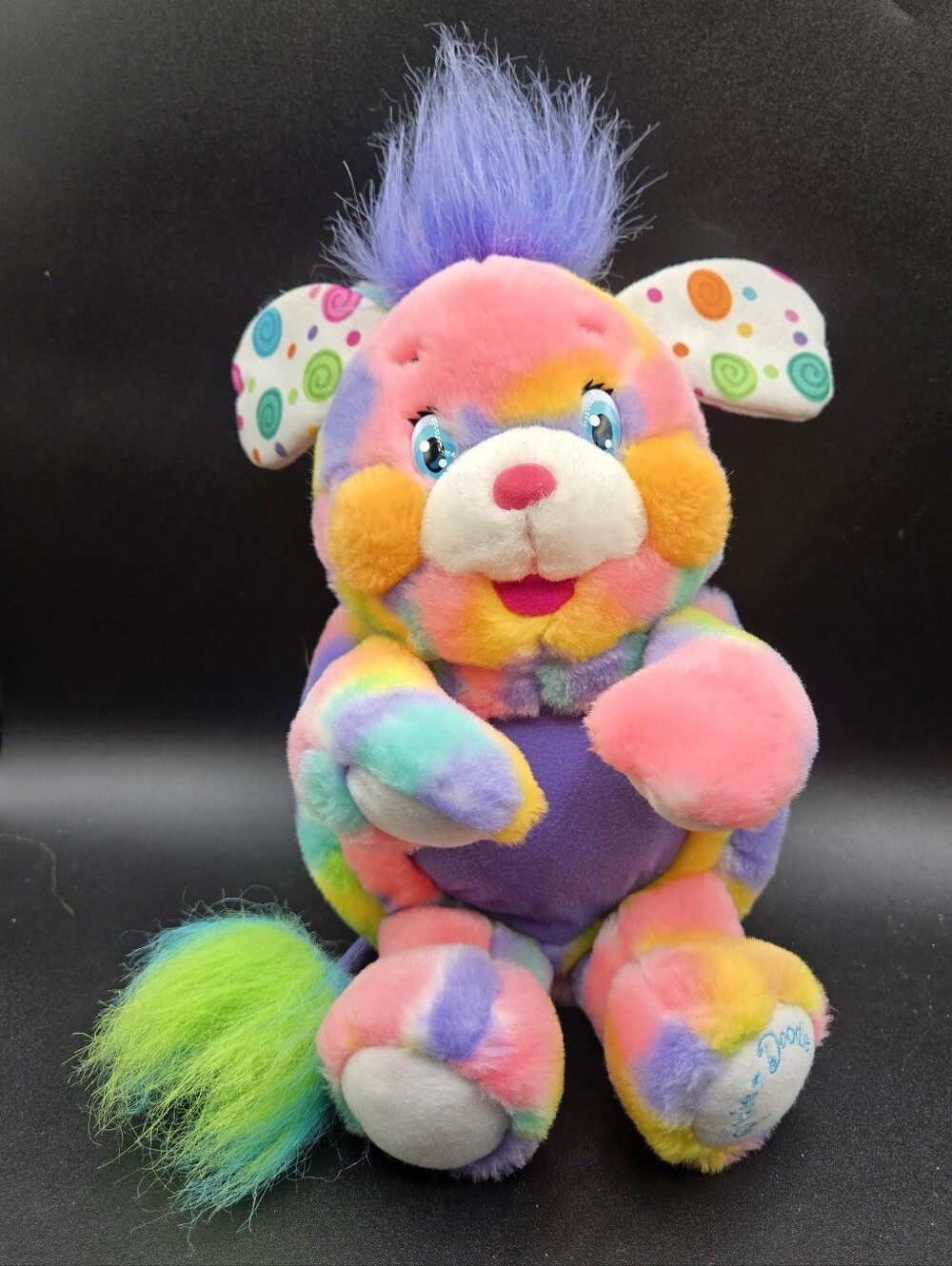 Vintage 2001 Popples Pixie Doodle Plush Pink Tie Dye Pluah